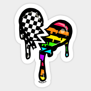 Rainbow Stripes Split Heart Sticker